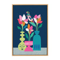 Sylvie Mid Century Modern Magnolias Framed Canvas by Rachel Lee of My Dream Wall