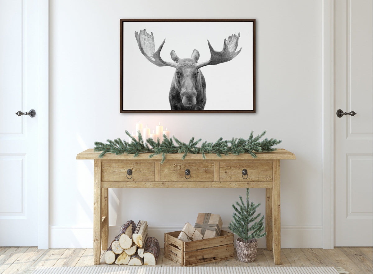 Sylvie Moose Black and White Framed Canvas by Amy Peterson Art Studio