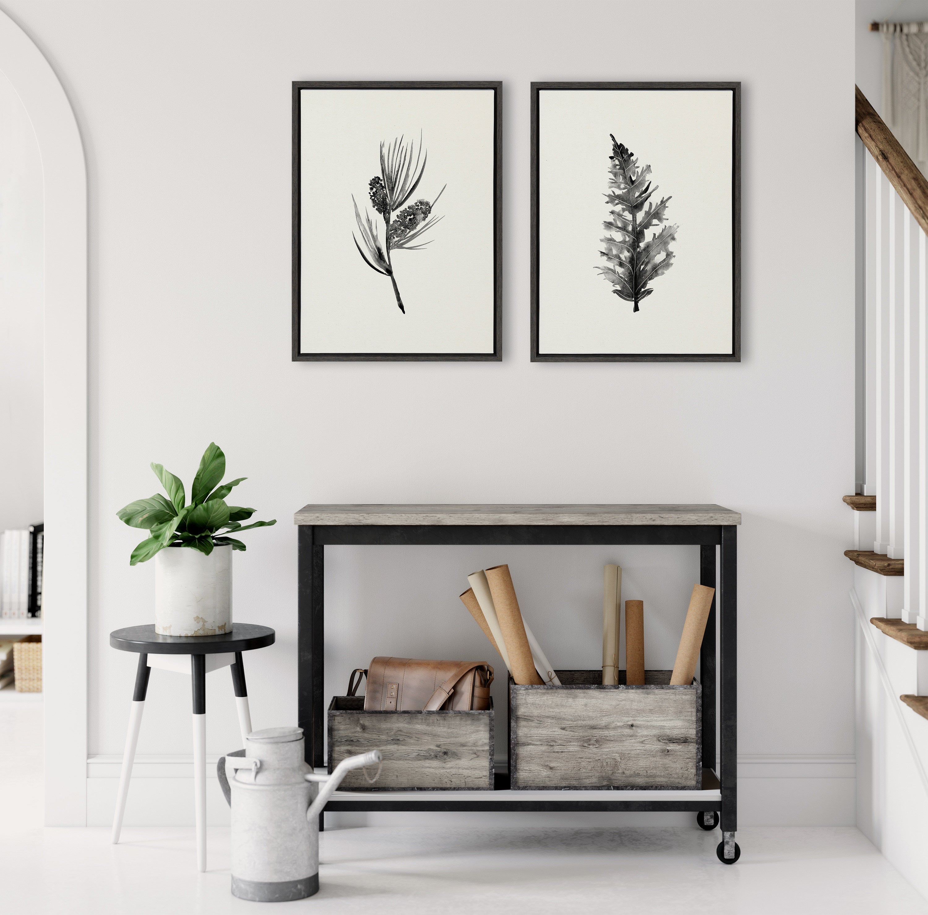 Sylvie Vintage Botanical 3 and 4 Framed Canvas Set by Teju Reval of SnazzyHues