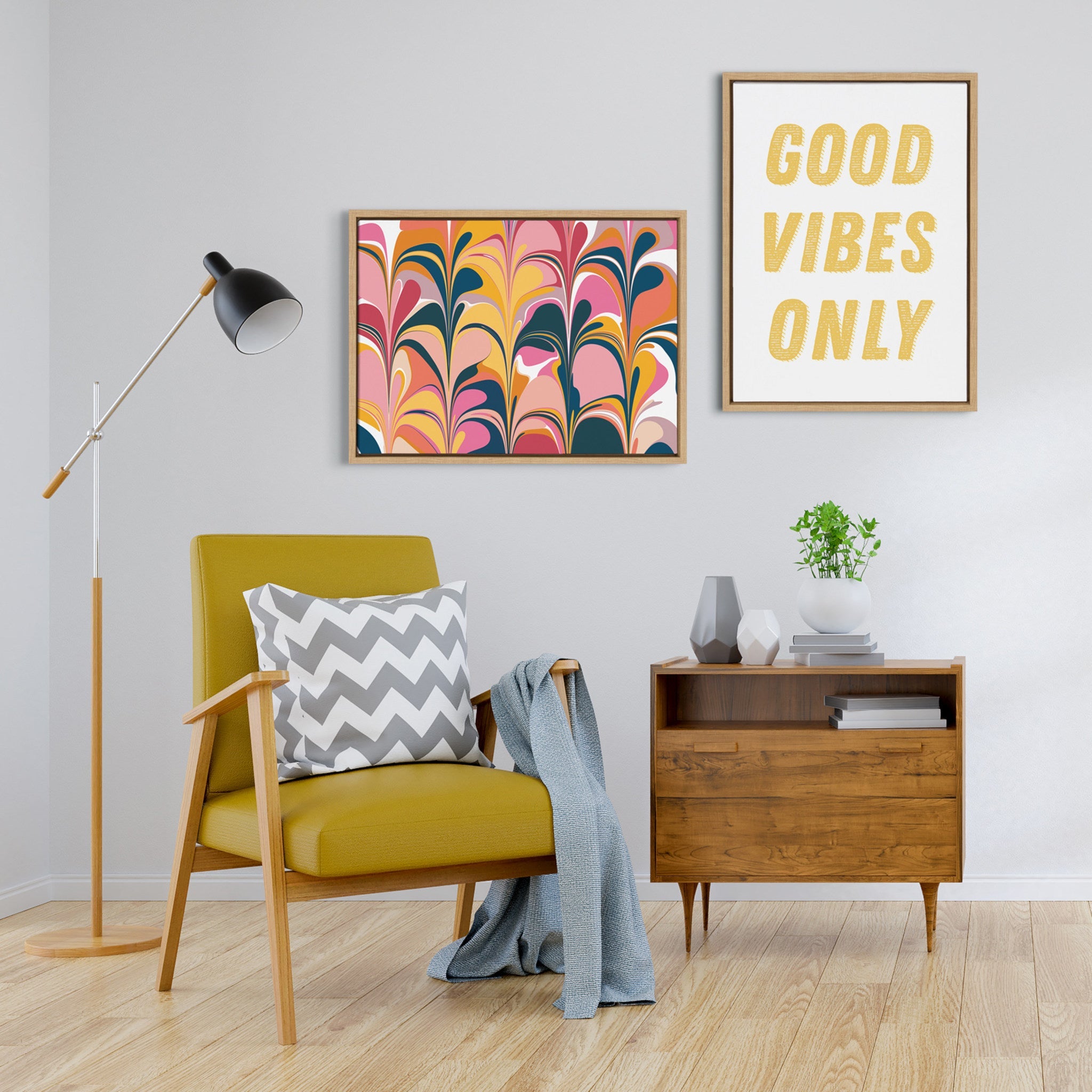 Sylvie Colorful Swirls Framed Canvas by Apricot and Birch