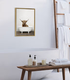 Sylvie Highland Cow in Tub Color Framed Canvas by Amy Peterson Art Studio