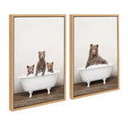 Sylvie Three Bears Rustic Bubble Bath and Bear Rustic Bubble Bath Framed Canvas by Amy Peterson Art Studio