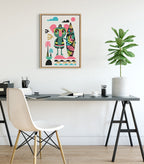 Sylvie Mid Century Modern Surf Koala Framed Canvas by Rachel Lee of My Dream Wall