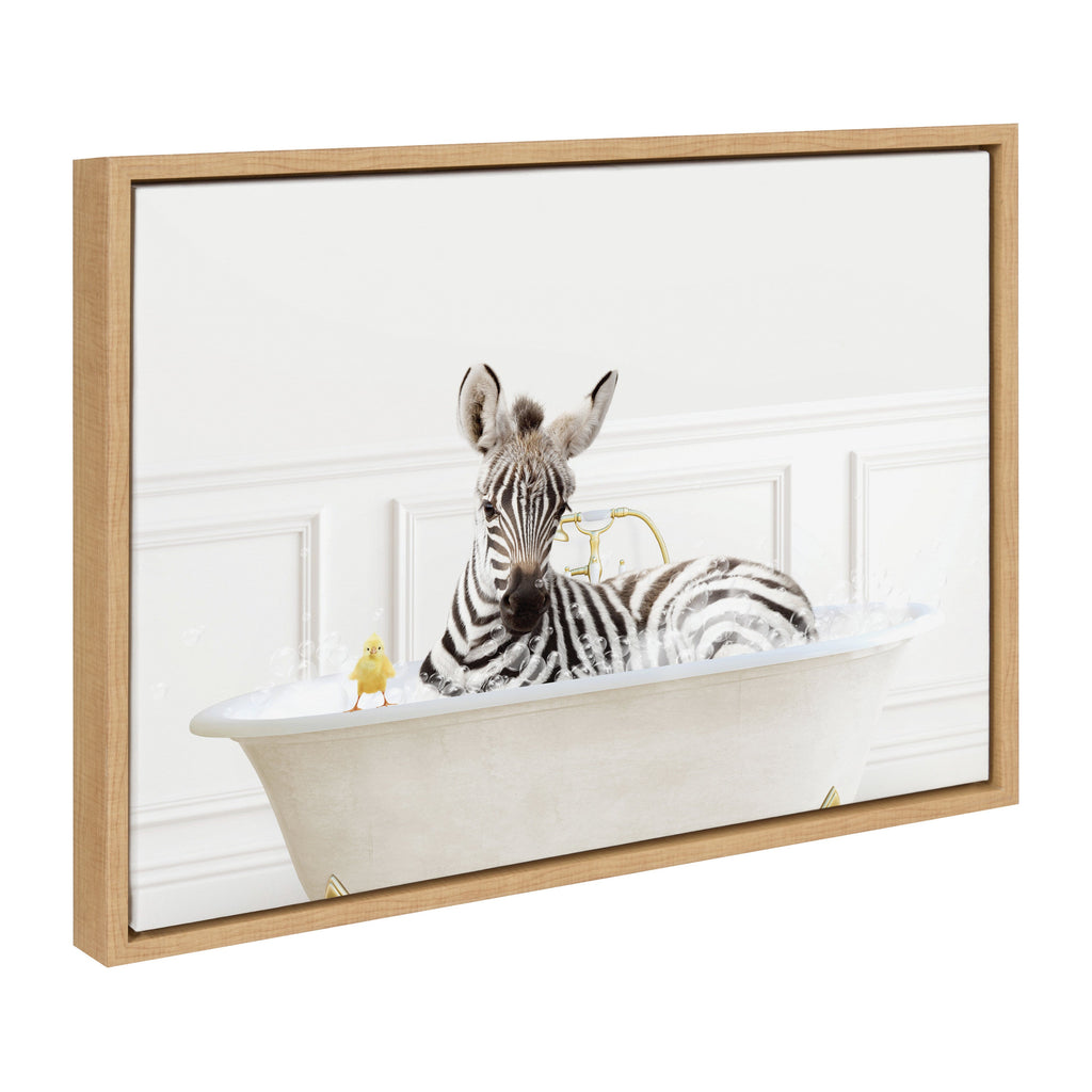 Sylvie Zebra In Bubble Bath Neutral Style Framed Canvas by Amy Peterson Art Studio
