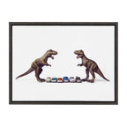 Sylvie Dino Cars Faceoff Framed Canvas by Saint and Sailor Studios