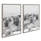 Sylvie Herd of Highland Cows Framed Canvas by The Creative Bunch Studio