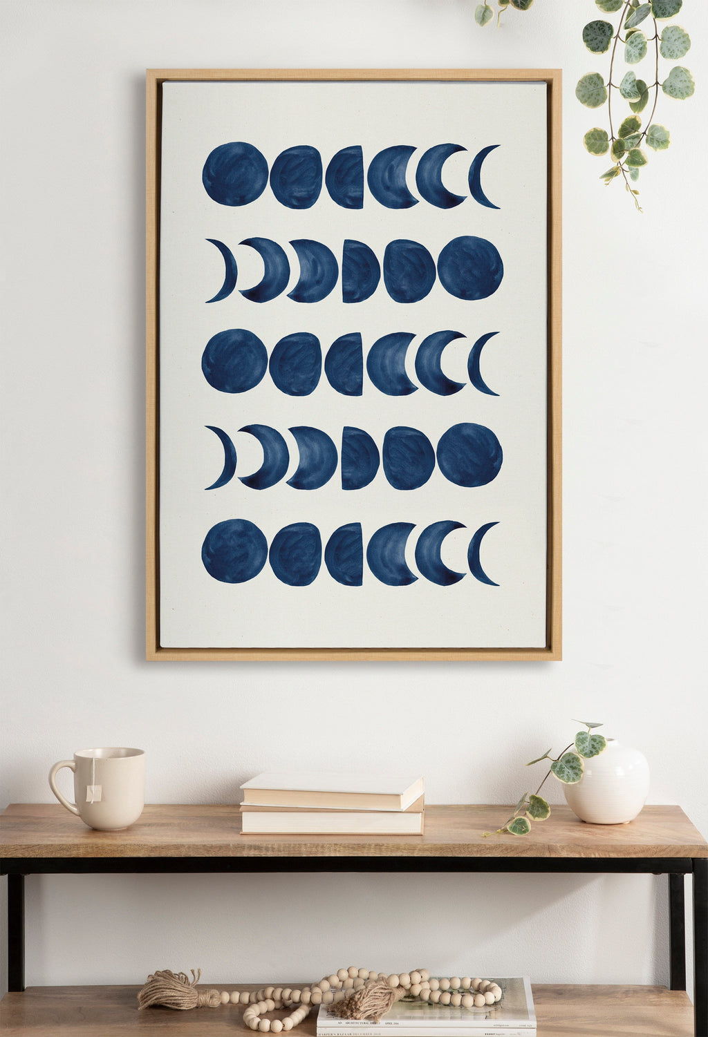 Sylvie Moon Phases Framed Canvas by Teju Reval of SnazzyHues