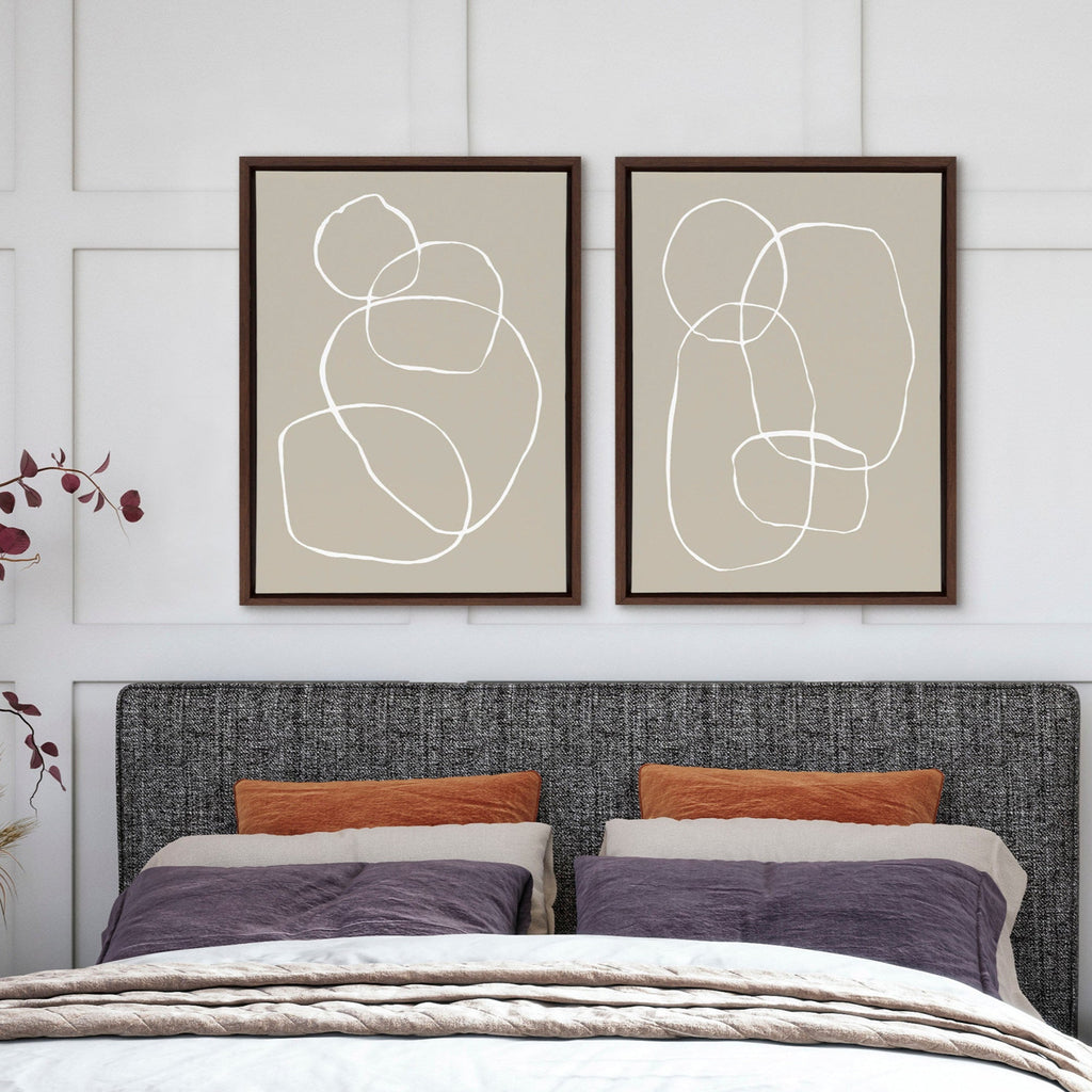 Sylvie Beige Going in Circles Framed Canvas Set by Teju Reval of SnazzyHues