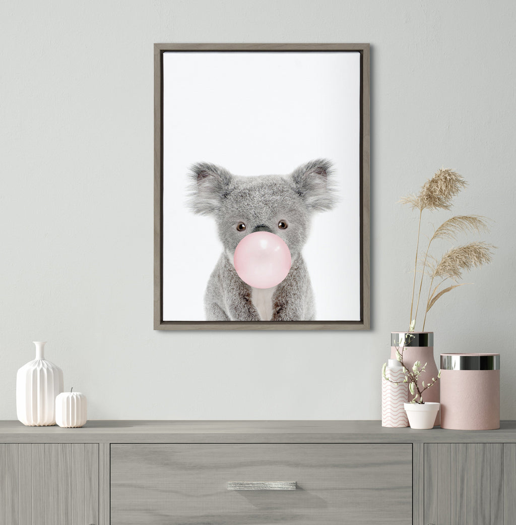 Sylvie Bubble Gum Koala Framed Canvas by Amy Peterson Art Studio