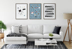 Sylvie 901 Moon Phases Black on White Framed Canvas by Teju Reval of SnazzyHues