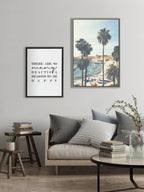 Sylvie The Palm Trees and The Boat Framed Canvas by Laura Evans