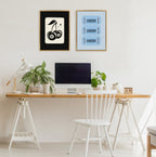 Sylvie Cheers Blue Ticket Framed Canvas by Alli Standefer