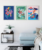 Sylvie Mid Century Modern Hibiscus Framed Canvas by Rachel Lee of My Dream Wall