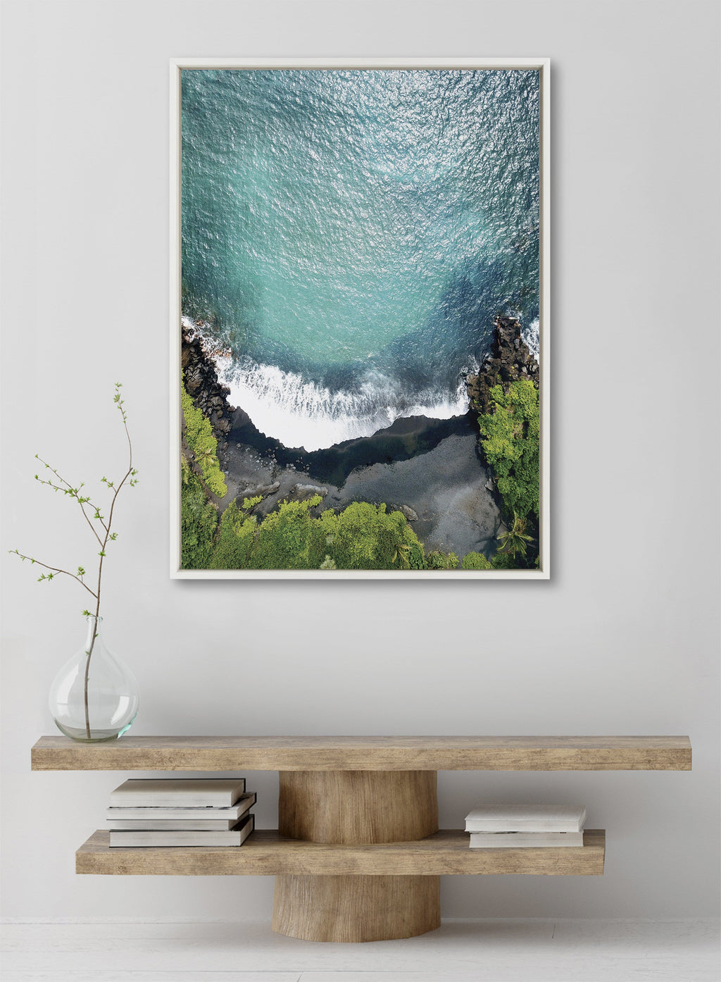 Sylvie Maui Black Sand Beach 1 Framed Canvas by Rachel Bolgov