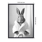 Sylvie Bunny Bathroom Art Towel Robe Black and White Framed Canvas by The Creative Bunch Studio