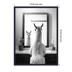 Sylvie Llama Bathroom Art Mirror Black and White Framed Canvas by The Creative Bunch Studio
