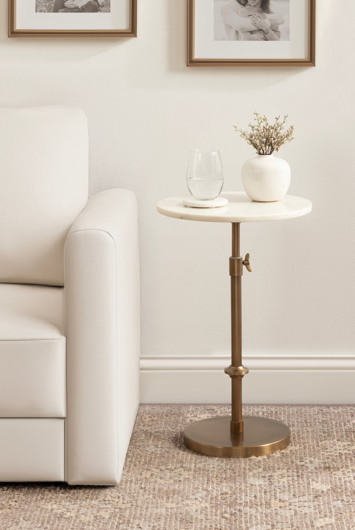 Engles Adjustable Marble Table and Plant Stand