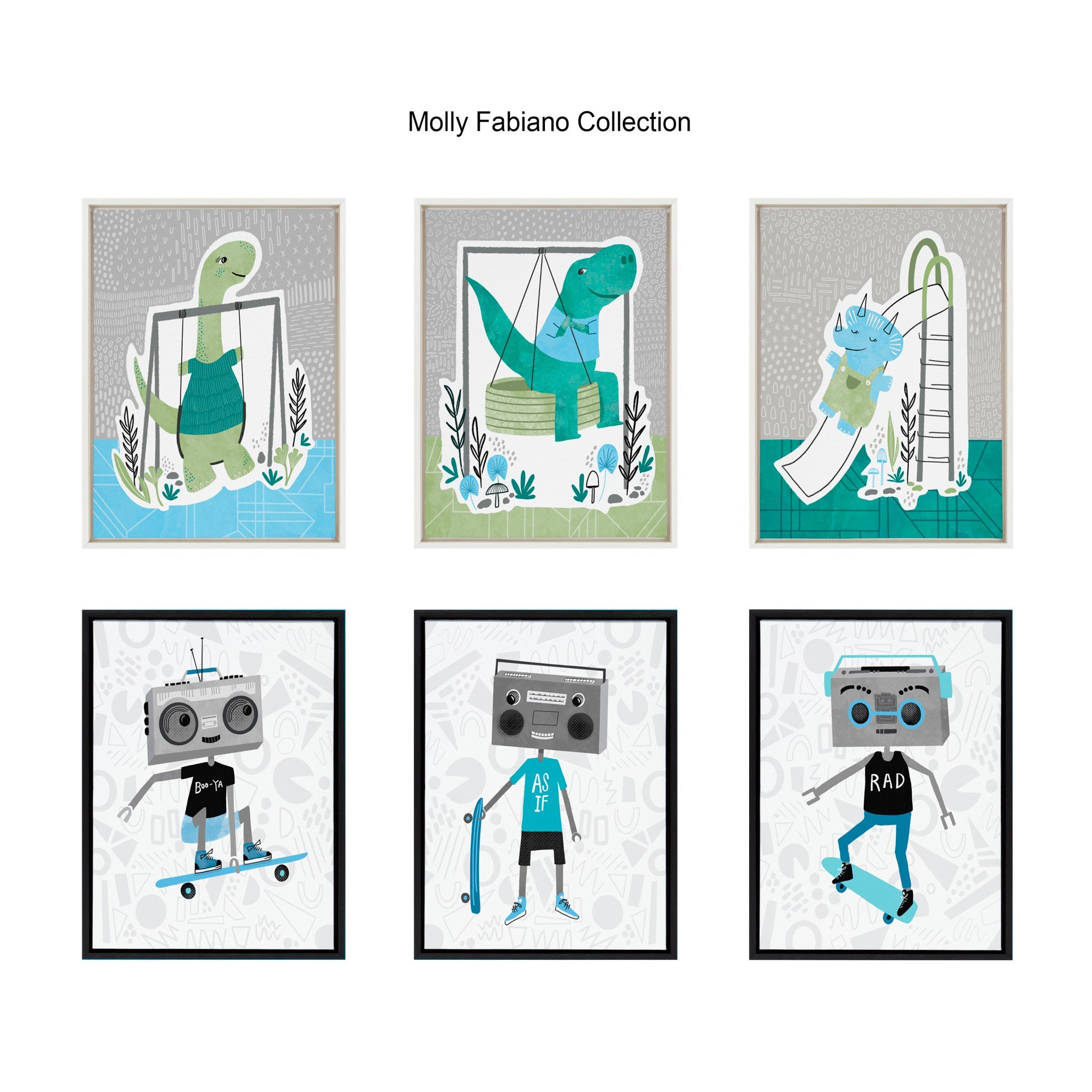 Sylvie Boom Box Boy 2 Framed Canvas by Molly Fabiano, Black 18x24