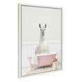 Sylvie Llama in Cottage Rose Bath Framed Canvas by Amy Peterson Art Studio
