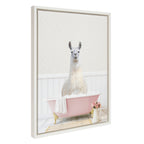 Sylvie Llama in Cottage Rose Bath Framed Canvas by Amy Peterson Art Studio