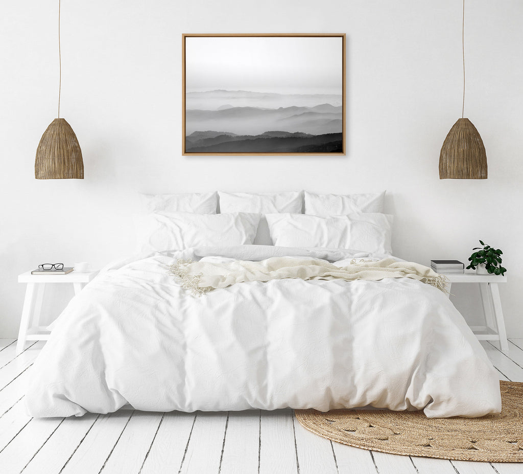 Sylvie Misty Mountains BW Framed Canvas by Crystal Lynn Collins