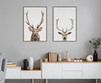 Sylvie The Red Deer Color Framed Canvas by Simon Te of Tai Prints