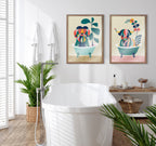 Blake Mid Century Modern Cow in Bathtub Framed Printed Glass by Rachel Lee of My Dream Wall