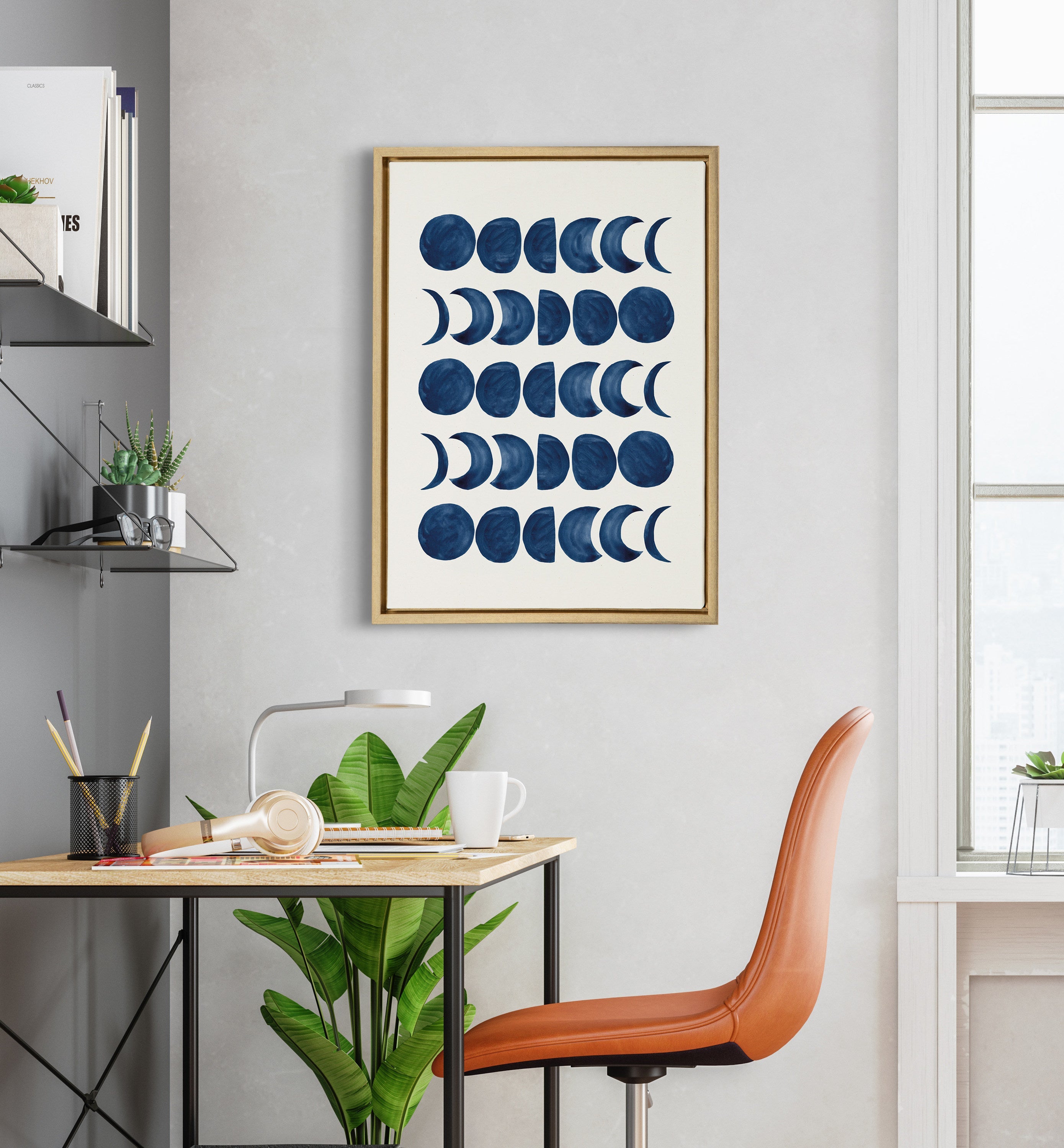 Sylvie Moon Phases Framed Canvas by Teju Reval of SnazzyHues
