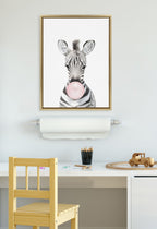 Sylvie Bubble Gum Zebra Framed Canvas by Amy Peterson Art Studio