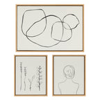 Sylvie Going in Circles and Minimalist Woman Framed Canvas Set by Teju Reval of SnazzyHues