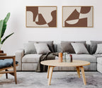 Sylvie Eye Catching Sleek Abstract 5 Brown and Beige Framed Canvas by The Creative Bunch Studio