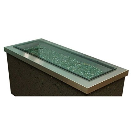 Outdoorgreatroom 1242-Grey-Glass-Cover Grey Glass Fire Pit Burner Cover 12 X 42 In.