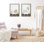 Sylvie Penguins Playing in Rustic Bath Framed Canvas by Amy Peterson Art Studio