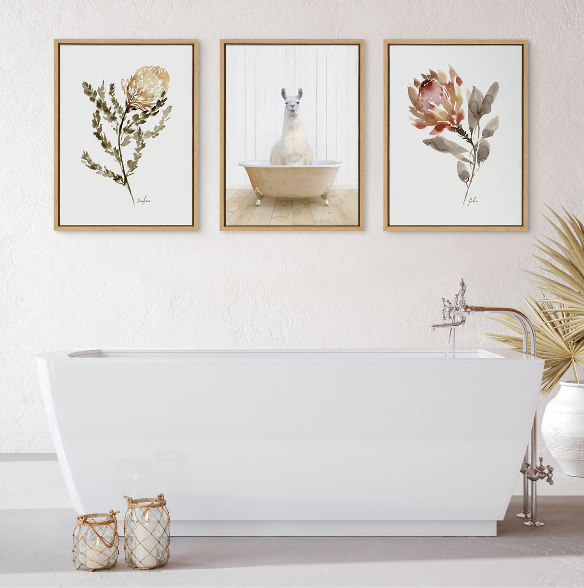 Sylvie Llama Farmhouse Bath Framed Canvas by Amy Peterson Art Studio