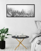 Sylvie Forest On A Foggy Day BW Framed Canvas by The Creative Bunch Studio