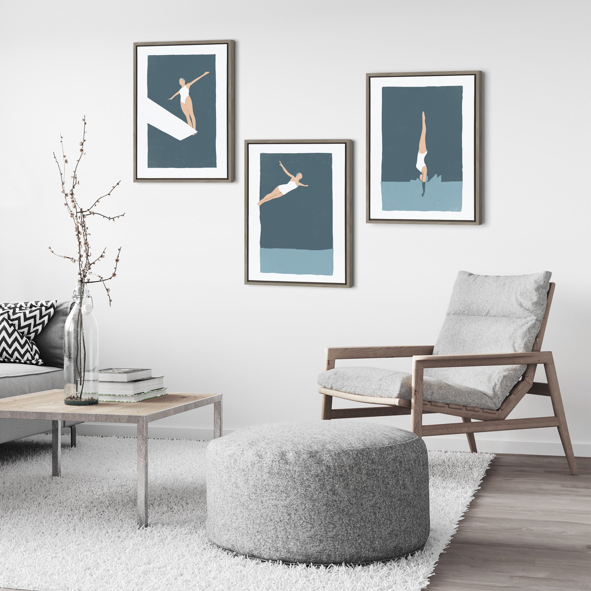 Sylvie The Leap Framed Canvas by Rocket Jack