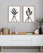 Sylvie Modern Botanical Vase Framed Canvas Set by The Creative Bunch Studio