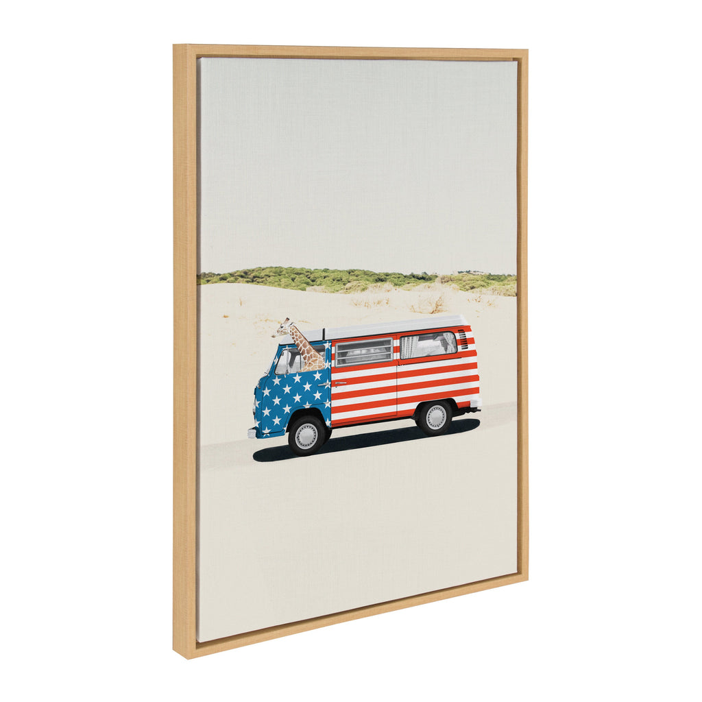 Sylvie USA Retro Beach Van Framed Canvas by July Art Prints