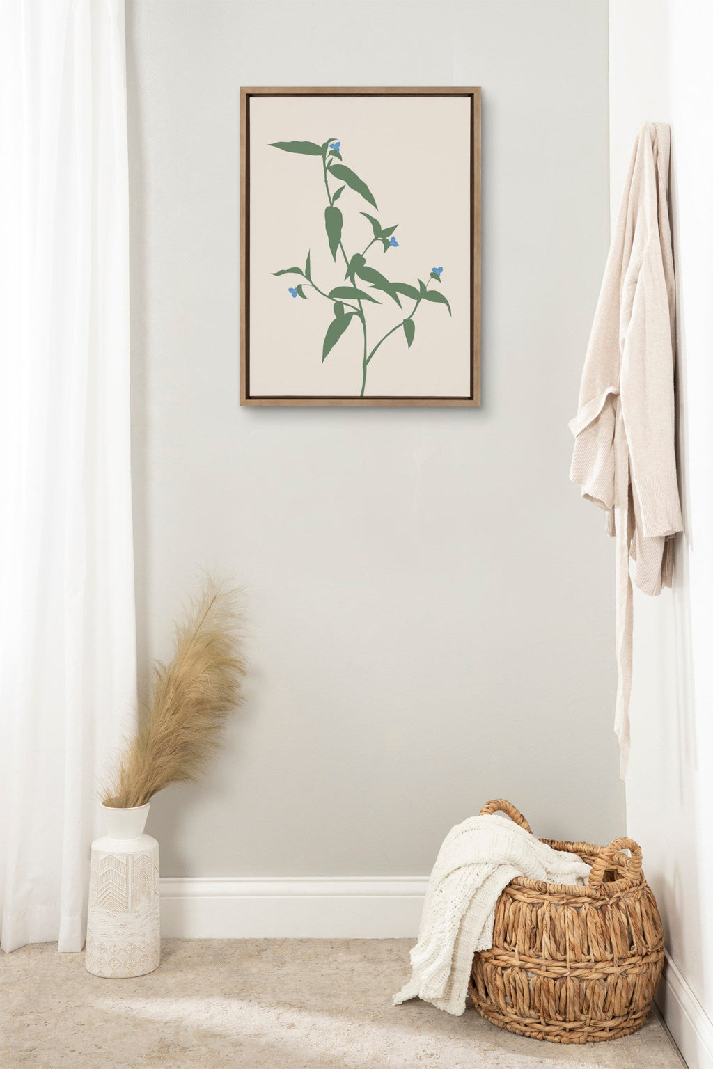 Sylvie Delicate Illustrated Blue Wildflowers Framed Canvas by The Creative Bunch Studio