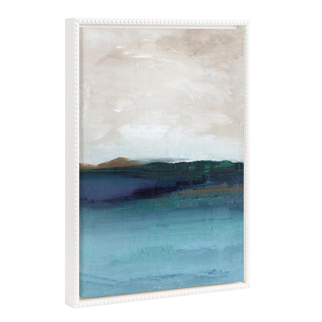 Sylvie Beaded Deep Blue Framed Canvas by Nikita Jariwala