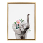 Sylvie Flower Crown Elephant Framed Canvas by Amy Peterson Art Studio
