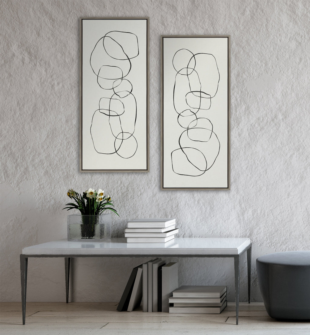Sylvie Dancing Circles Framed Canvas by Teju Reval of SnazzyHues