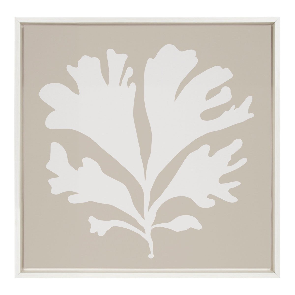 Sylvie Sophisticated Neutral Coral Beige Framed Canvas by The Creative Bunch Studio