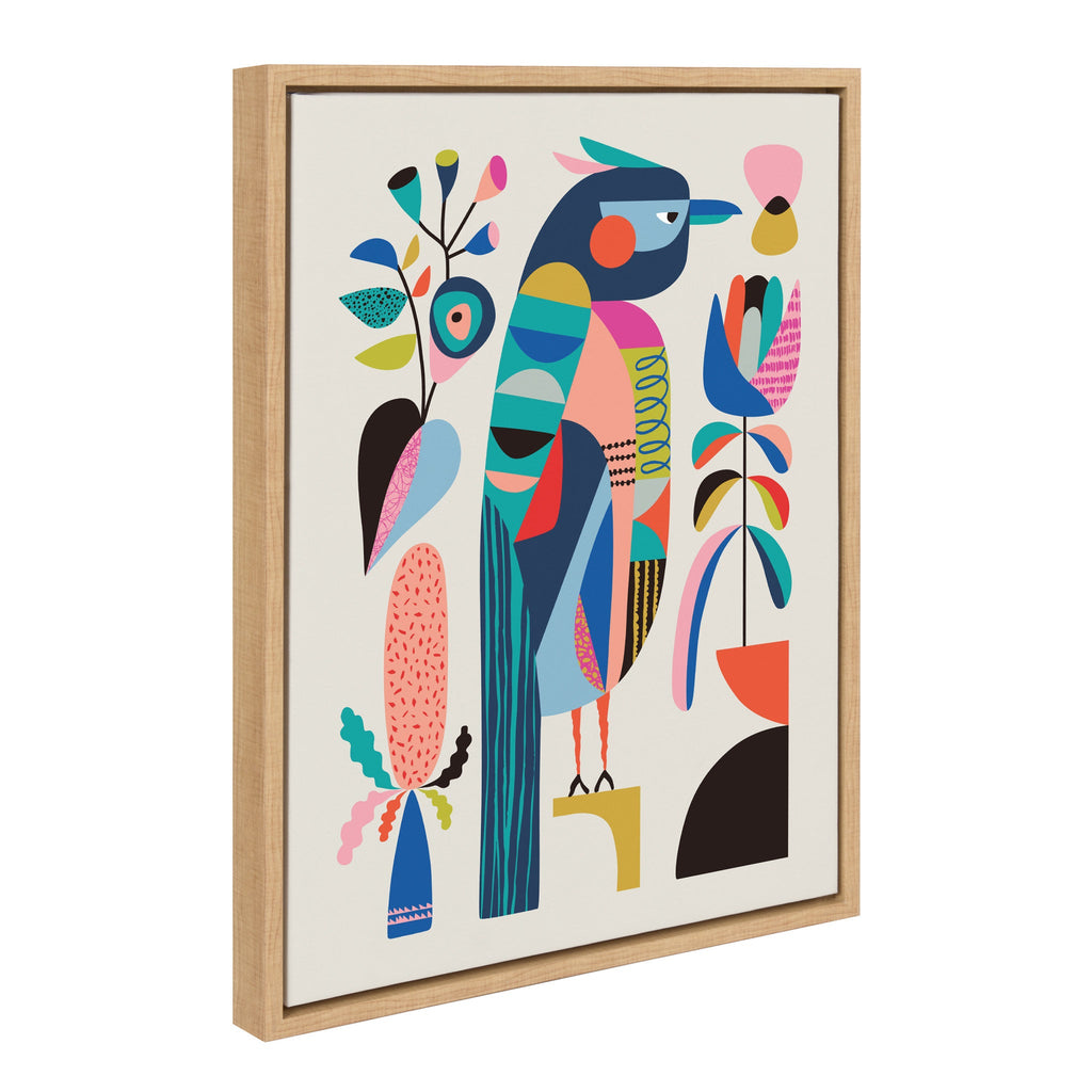 Sylvie Mid Century Modern Kookaburra Framed Canvas by Rachel Lee of My Dream Wall