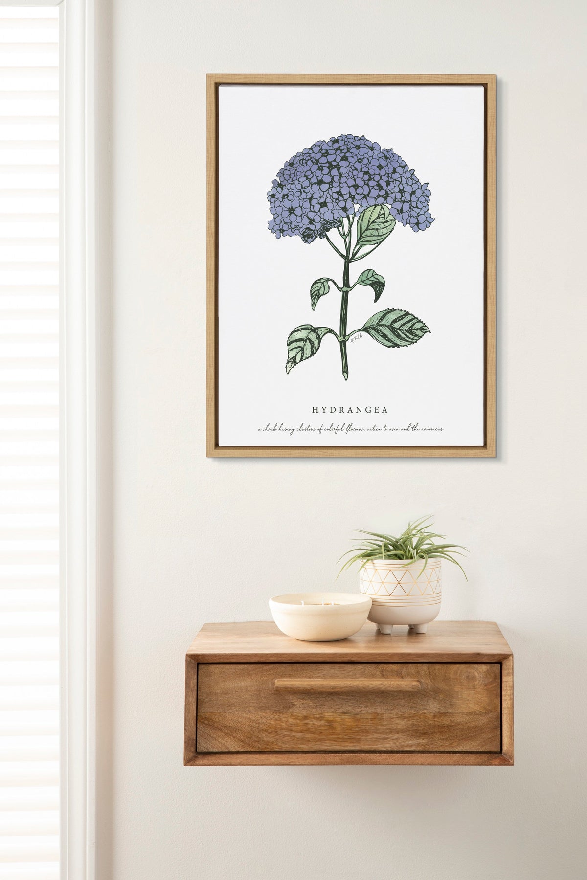 Sylvie Blooming Hydrangea Framed Canvas by Statement Goods