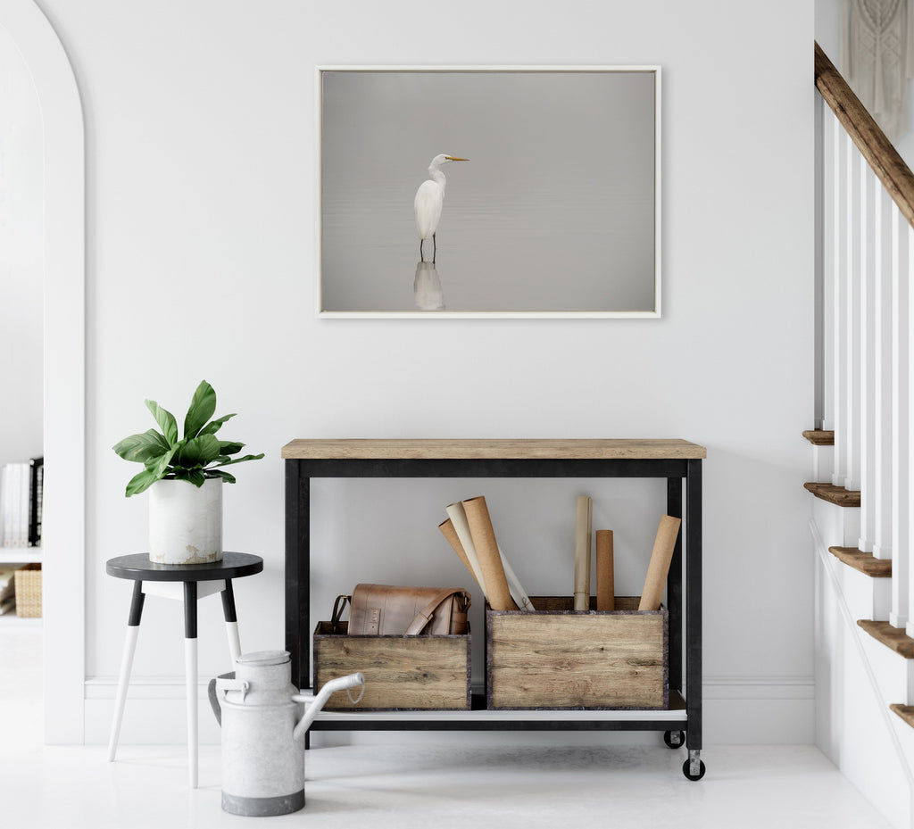Sylvie Great White Egret Framed Canvas by Crystal Lynn Collins