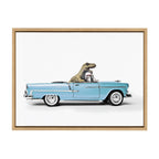 Sylvie Dino Driving 1958 Blue Corvette Framed Canvas by Saint and Sailor Studios