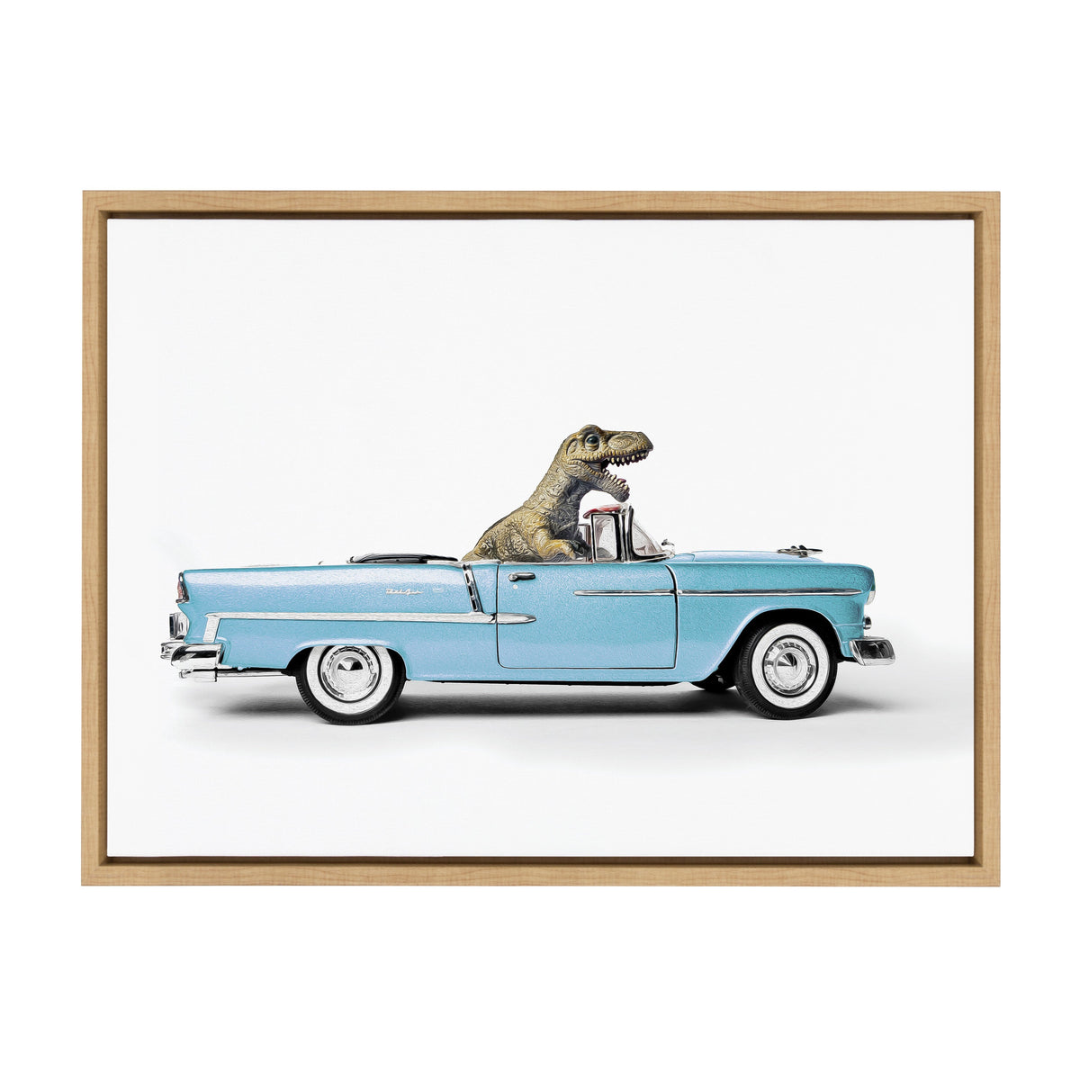Sylvie Dino Driving 1958 Blue Corvette Framed Canvas by Saint and Sailor Studios