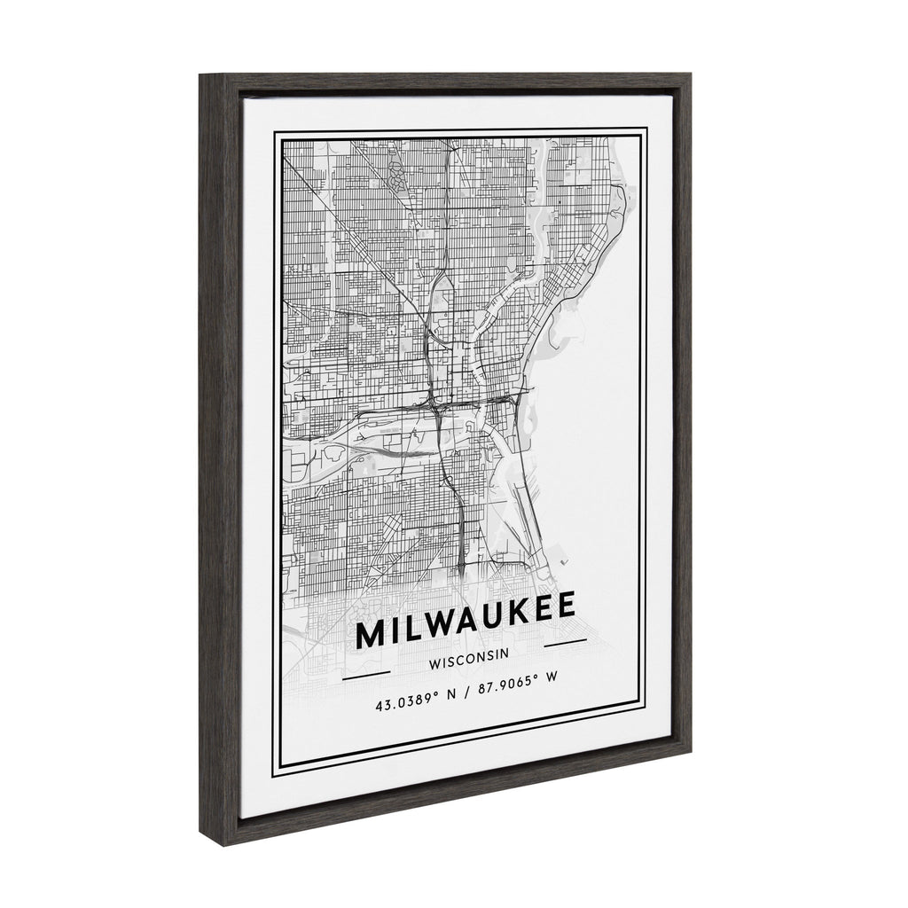 Sylvie Milwaukee Modern Map Framed Canvas by Jake Goossen