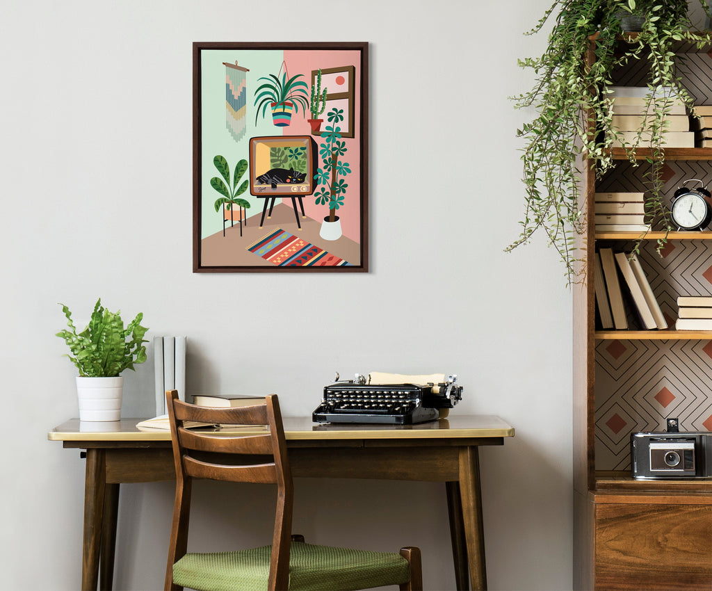 Sylvie TV Cat Bed Framed Canvas by Rachel Lee of My Dream Wall